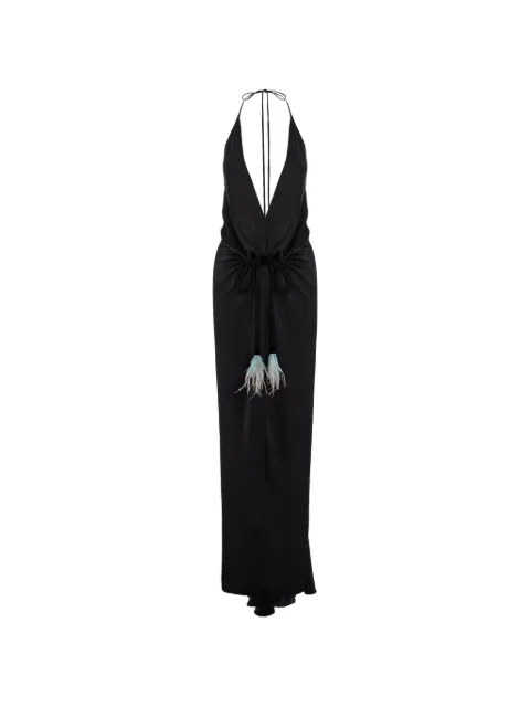 V:PM ATELIER vestido corto con ribete de plumas