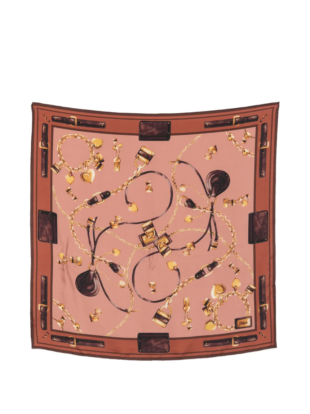 Chloé chain-print heart-motif scarf - Toni neutri