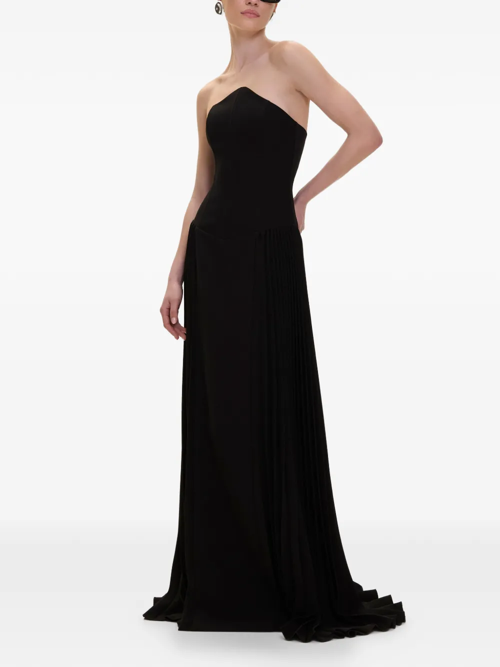 V:PM ATELIER Strapless geplooide jurk Zwart