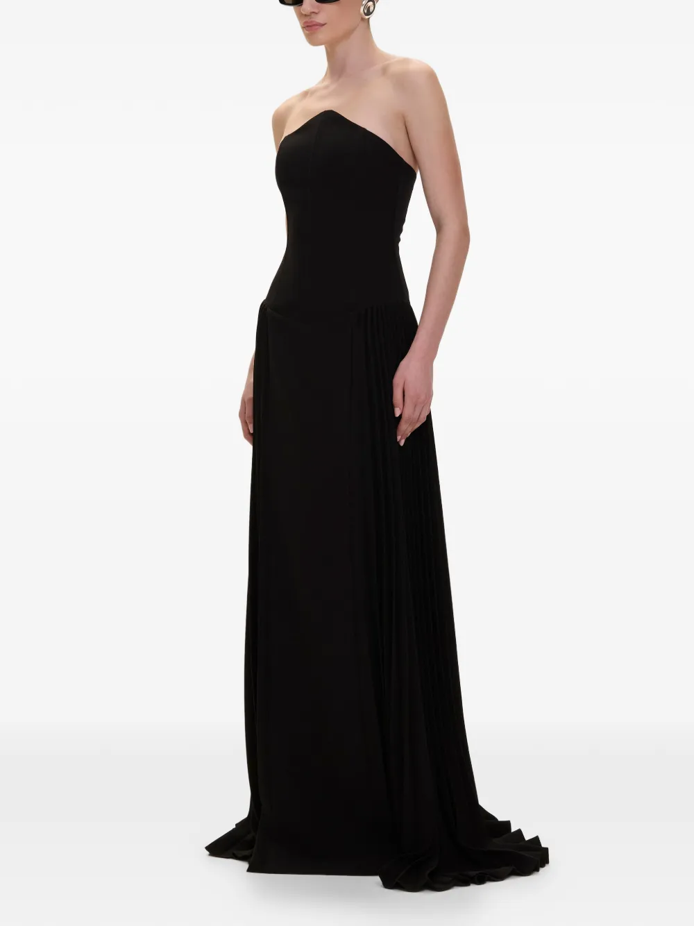 V:PM ATELIER Strapless geplooide jurk Zwart