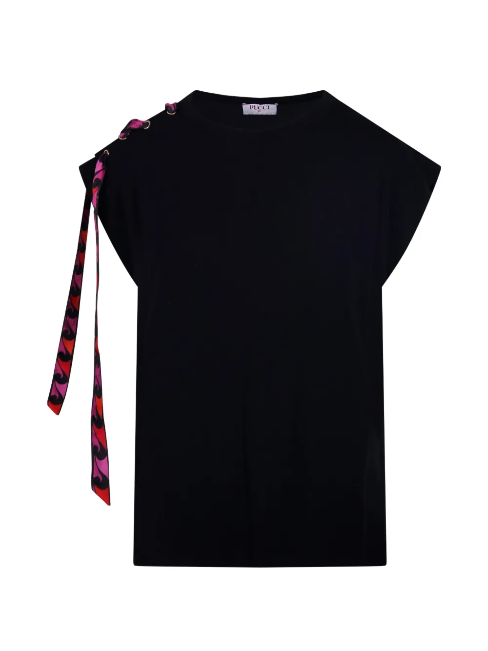 PUCCI Marmo-print tie-detail T-shirt - Nero