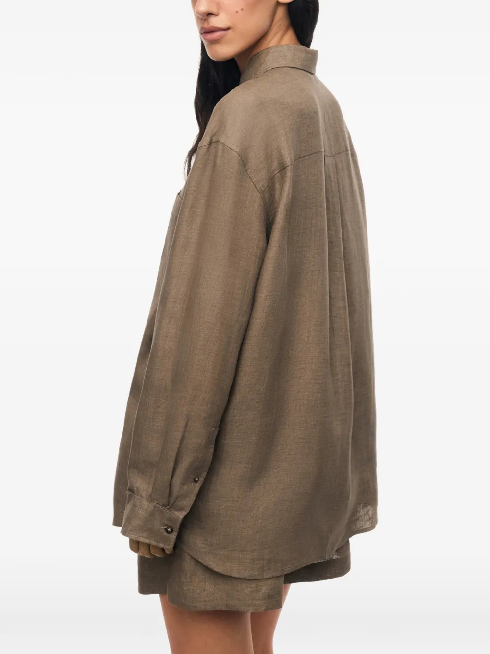 12 STOREEZ blouse met opgestikte zak Bruin