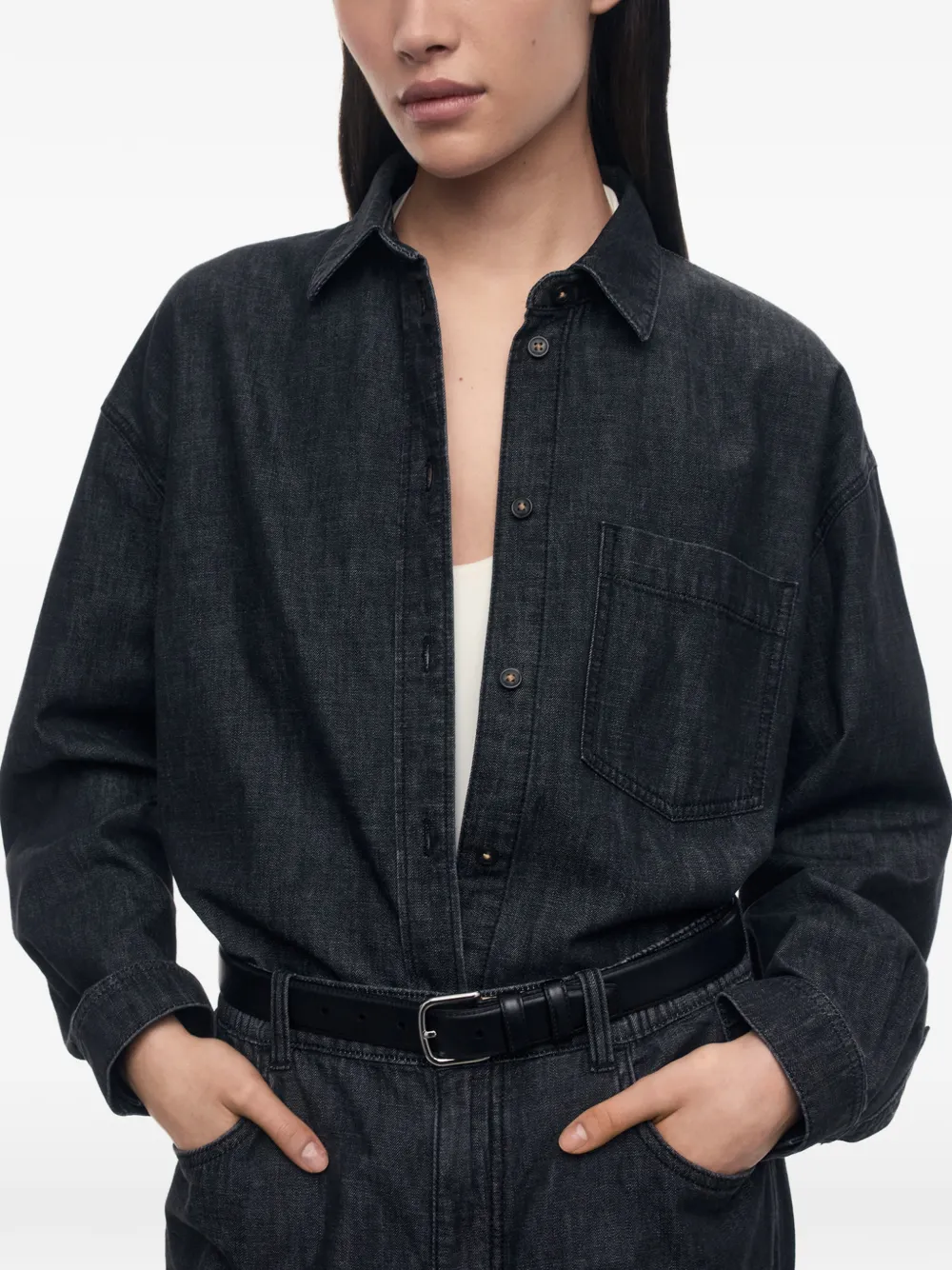 12 STOREEZ Denim overhemd Zwart