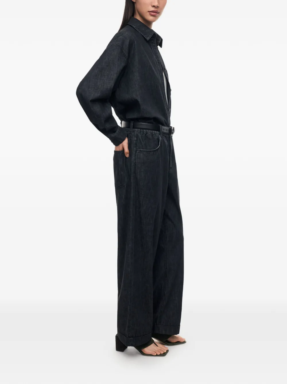 12 STOREEZ Denim overhemd Zwart