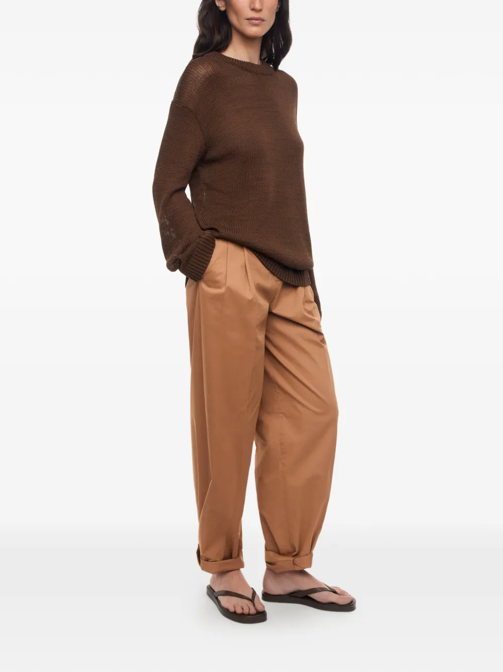 12 STOREEZ Metropolis geplooide broek Bruin