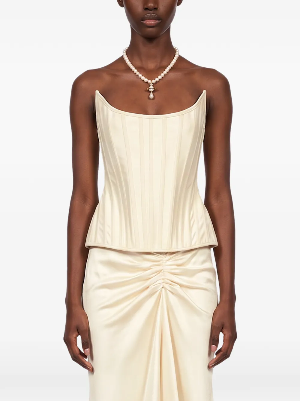 Giuseppe Di Morabito boned corset top Beige