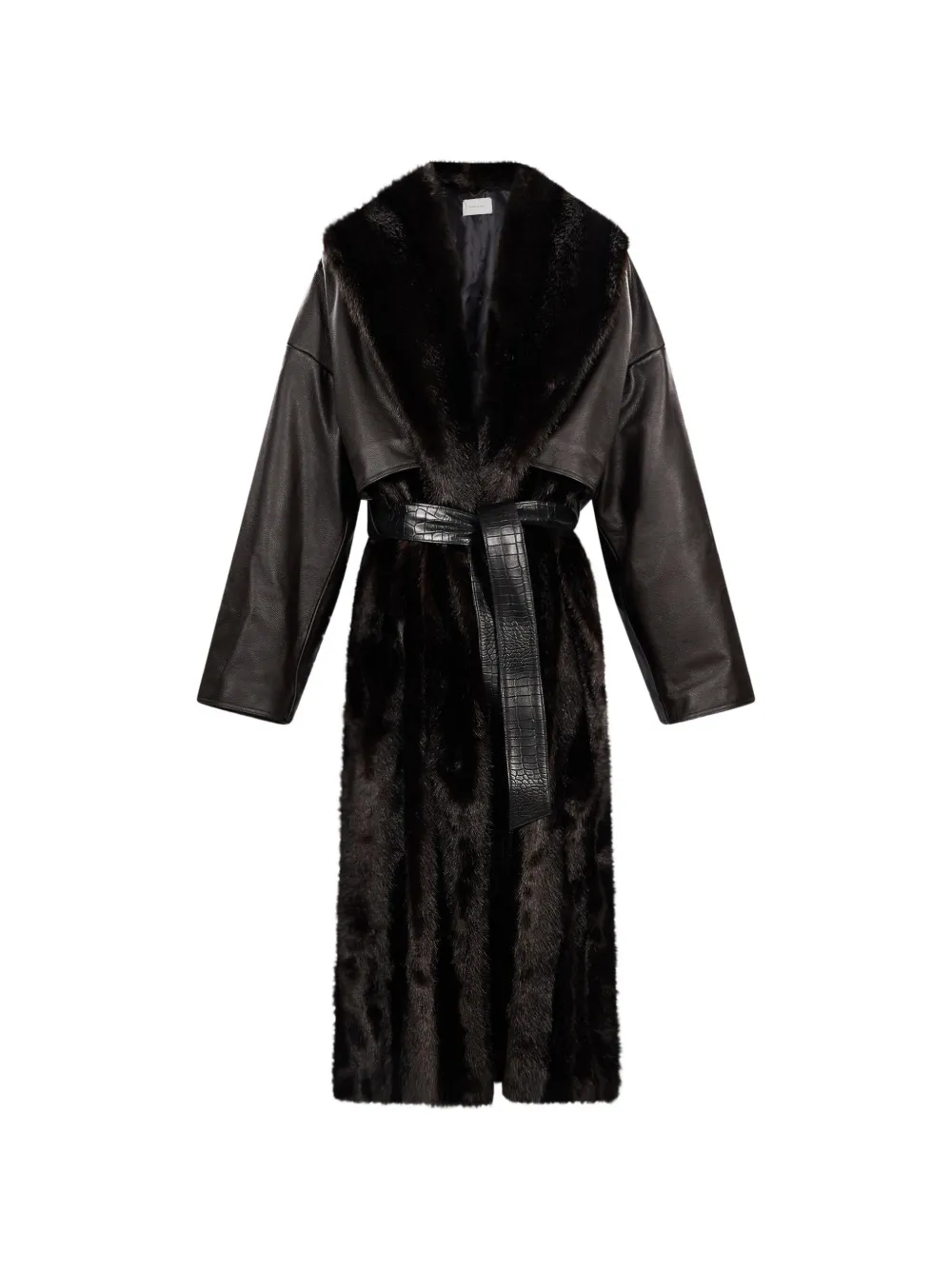 Magda Butrym belted faux-fur panelled coat - Marrone