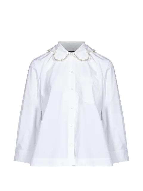 Simone Rocha faux-pearl embellished Peter Pan collar shirt