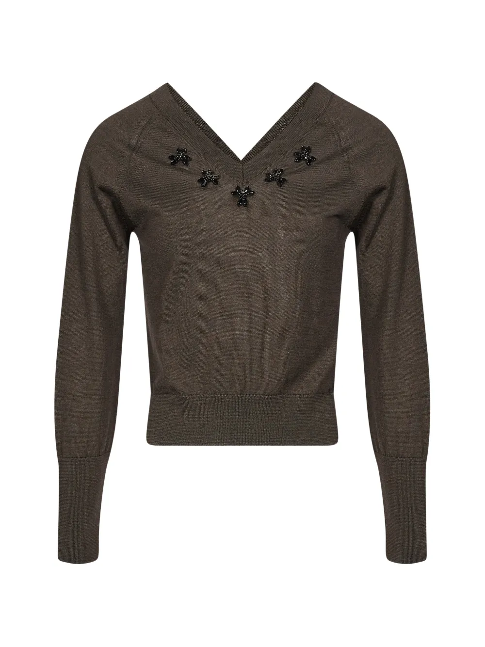 Simone Rocha Turbo bead-embellished V-neck sweater Bruin