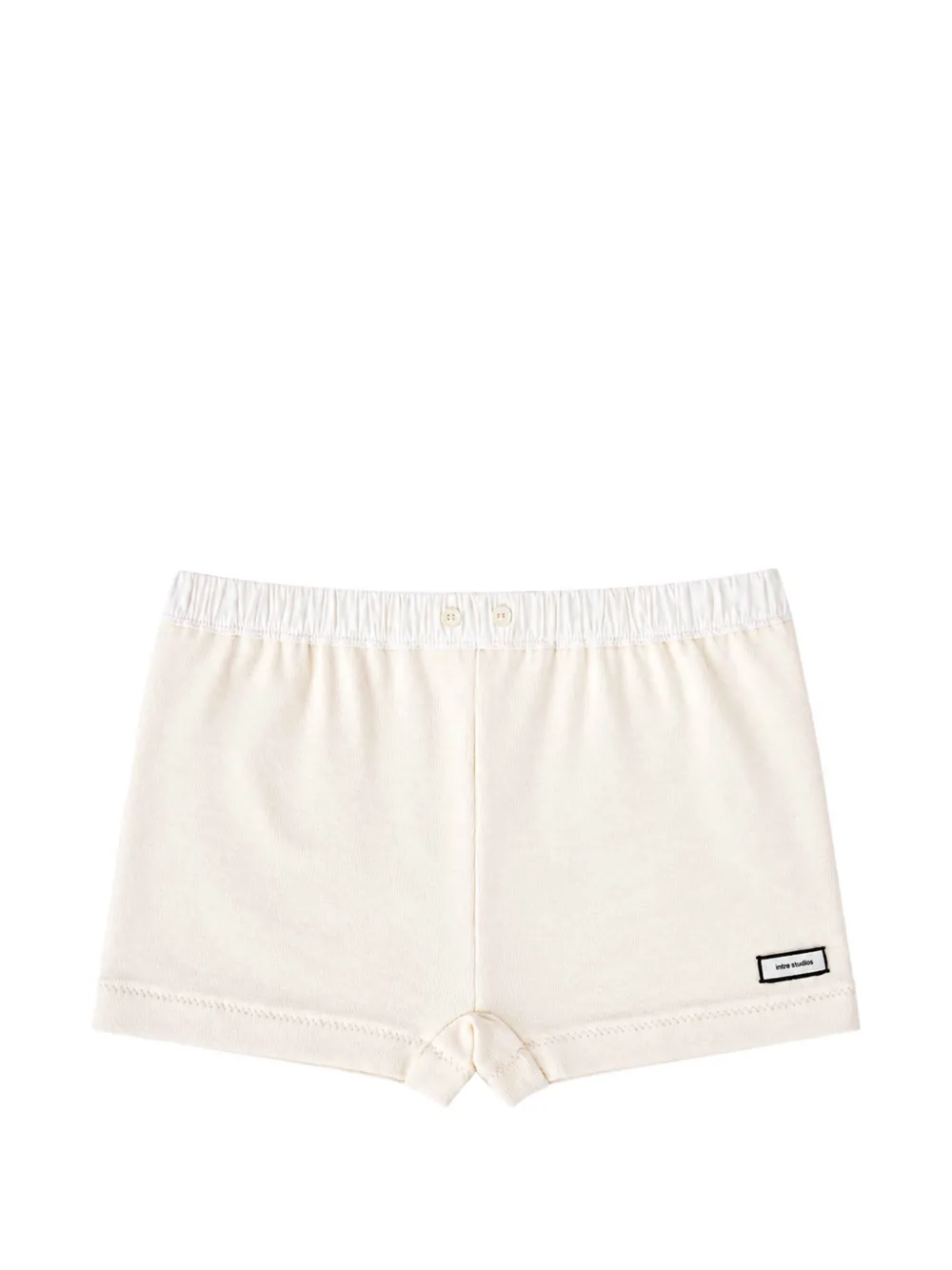 ENTIRE STUDIOS Lounge elasticated-waistband logo-patch shorts Beige