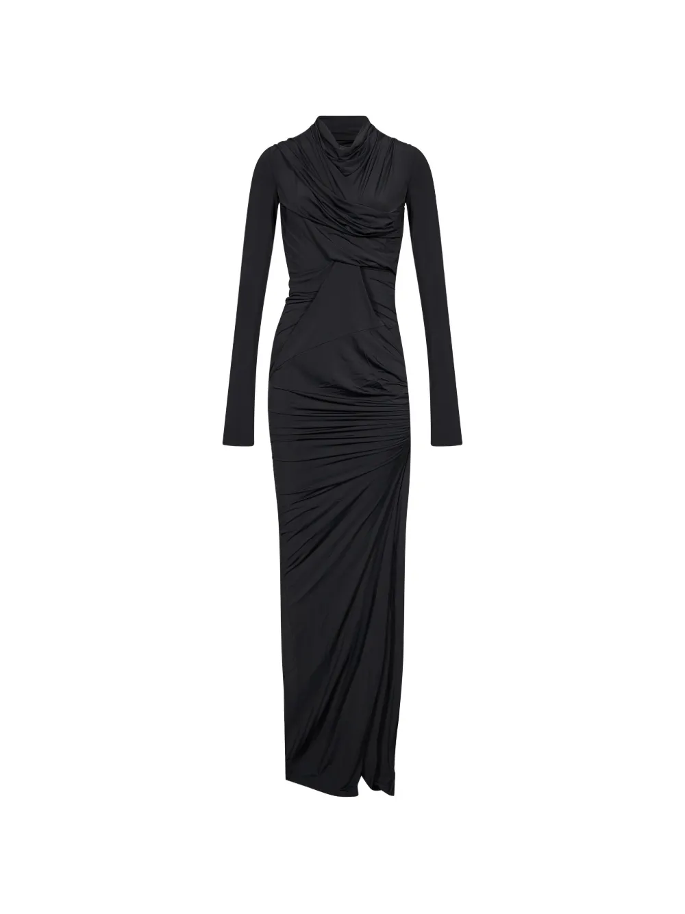 ENTIRE STUDIOS Encase ruched long-sleeve maxi dress Zwart