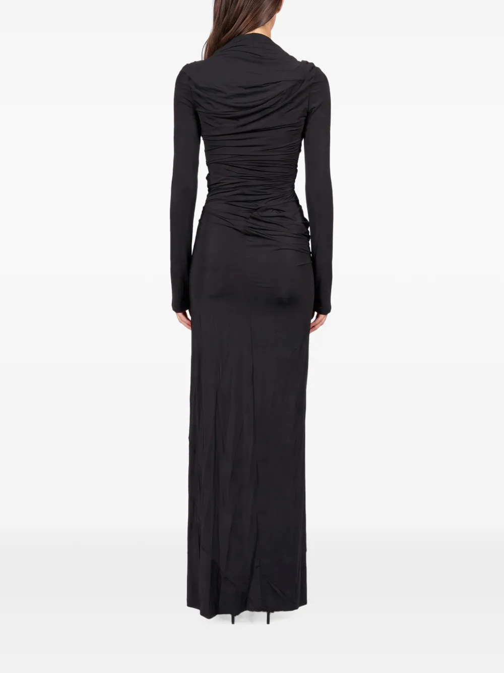 ENTIRE STUDIOS Encase ruched long-sleeve maxi dress Zwart