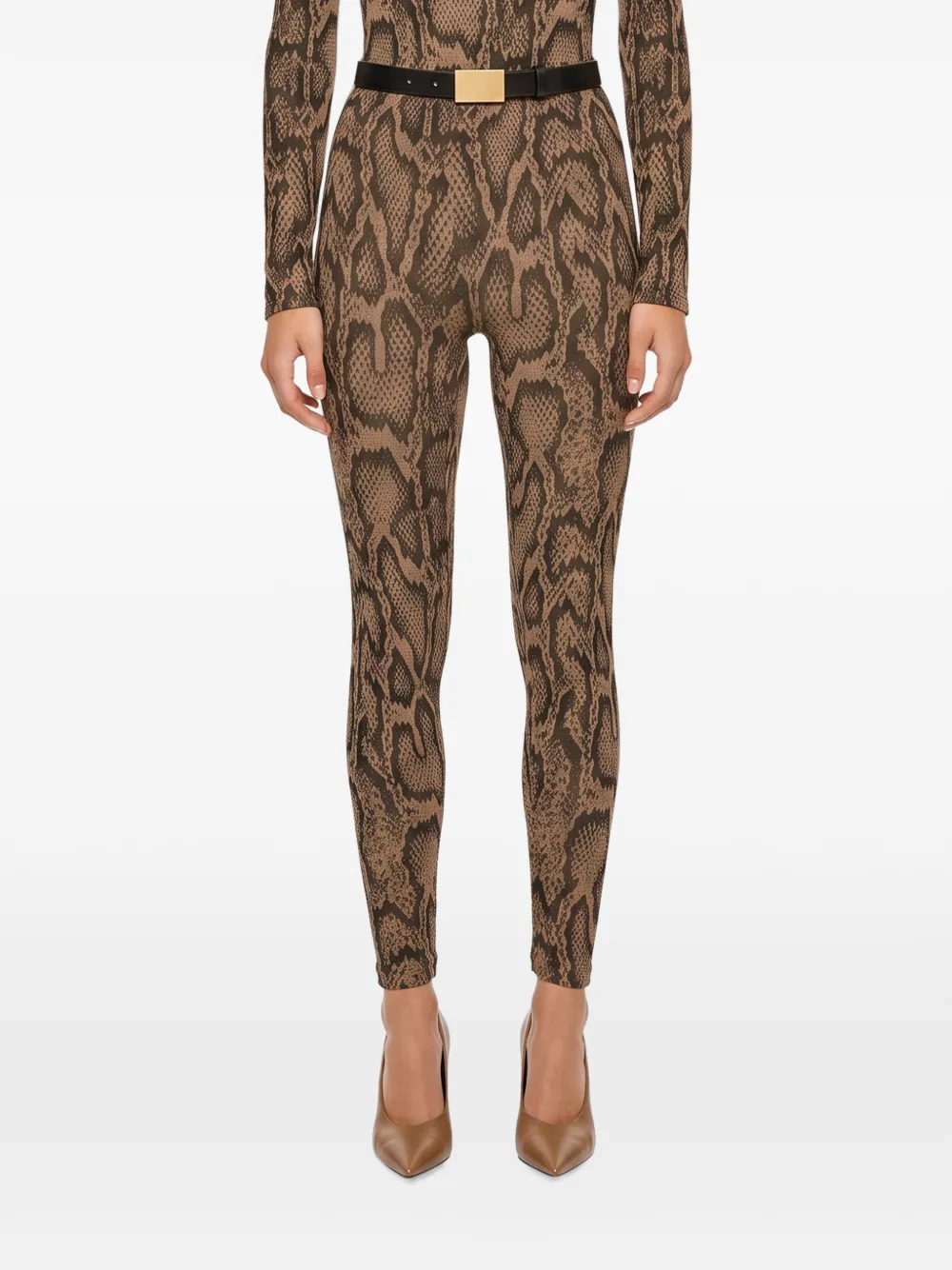 Wolford Broek met slangenprint Bruin