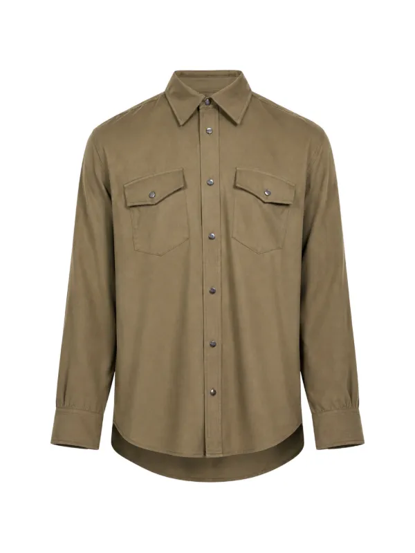 Simkhai Carter Flap-pocket Long-sleeve Shirt in Green