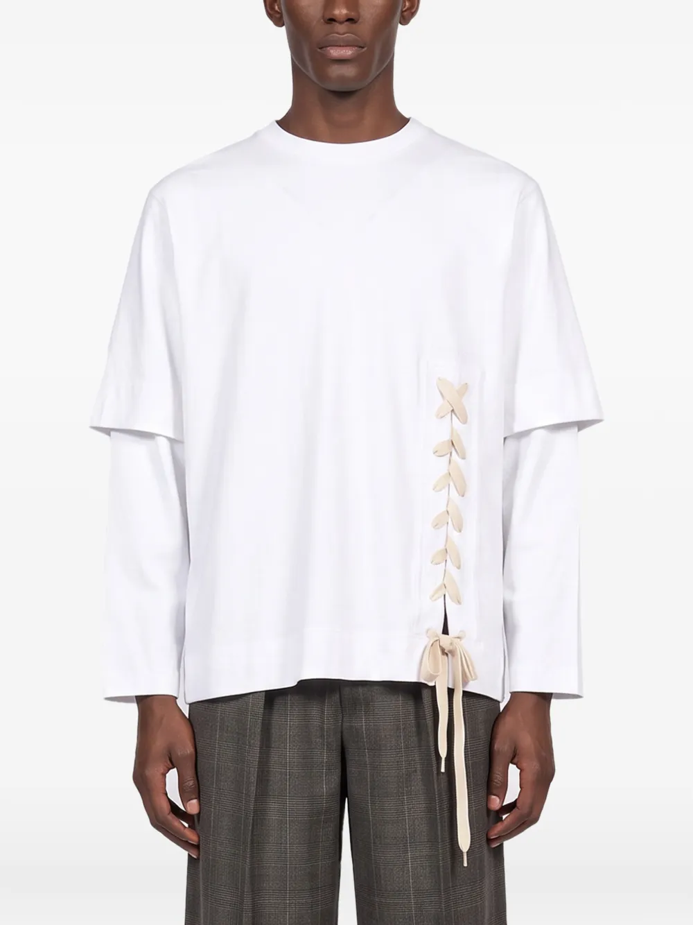 Simone Rocha T-shirt met gelaagde mouwen en veterdetails Wit
