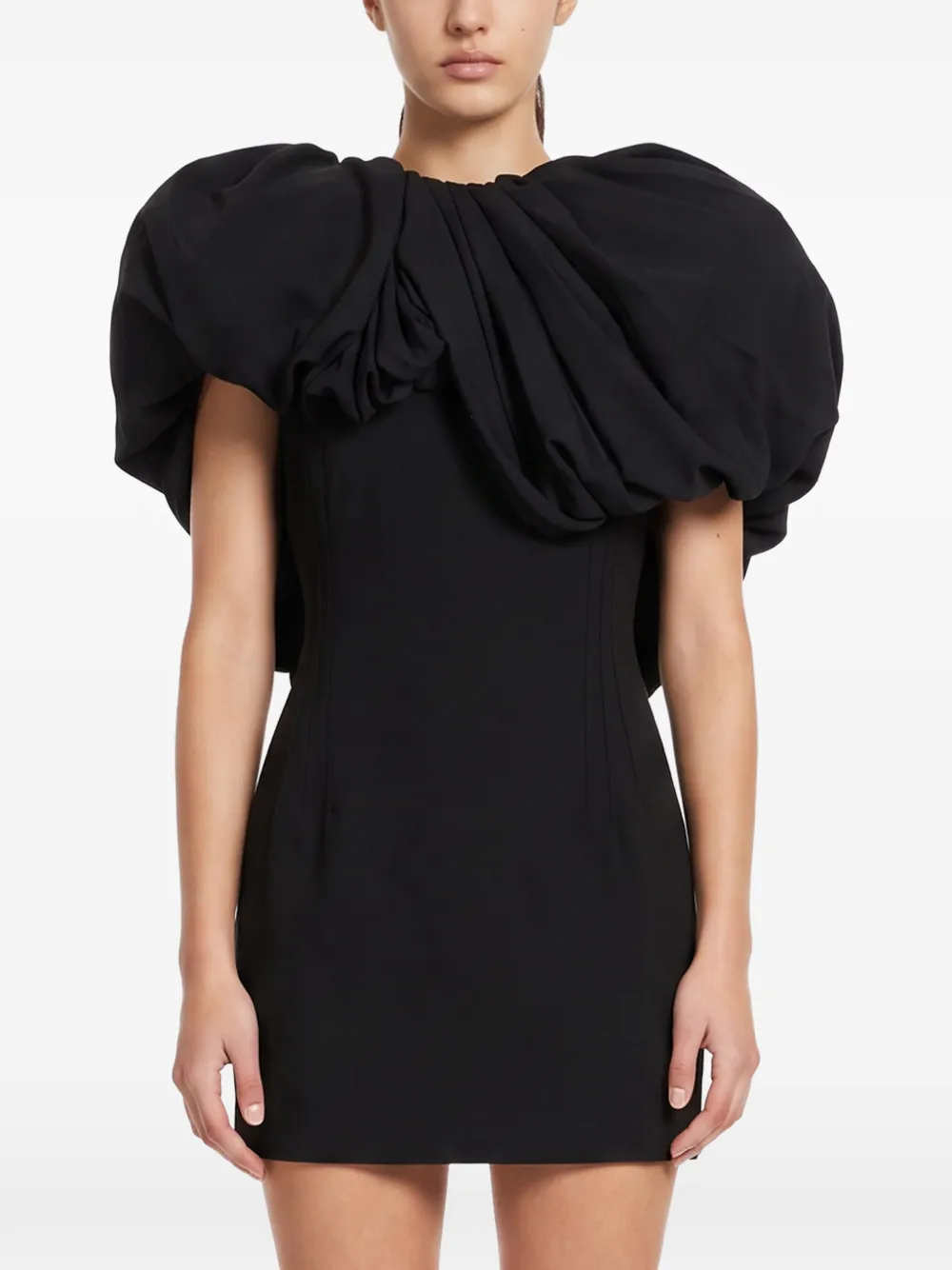 Magda Butrym draped puff-sleeve mini dress - Nero