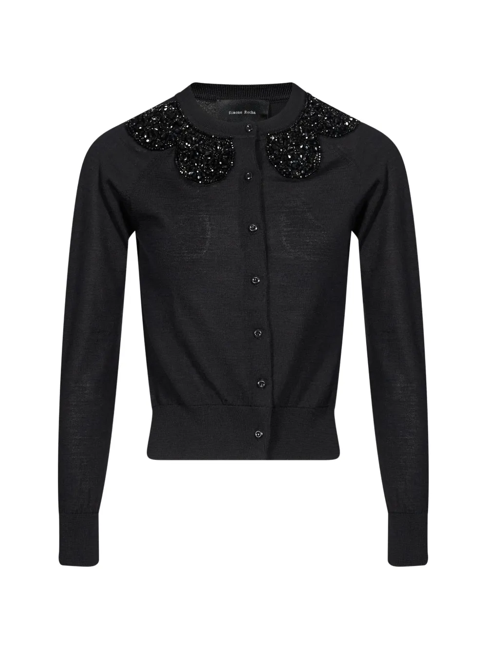 Simone Rocha Turbo bead-embellished scalloped cardigan Zwart