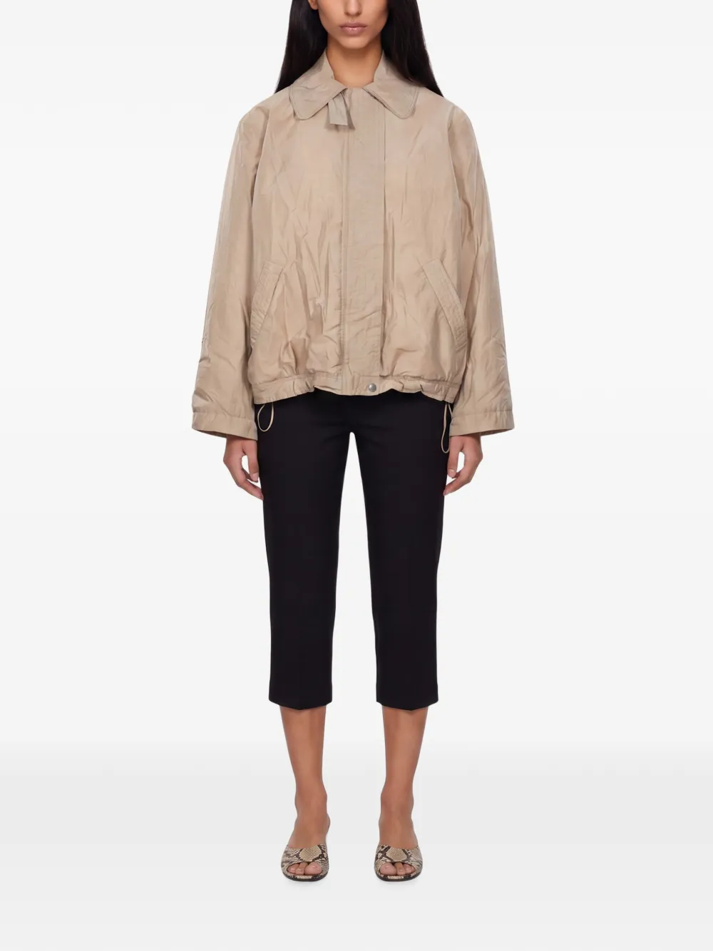 Magda Butrym scarf-detail zip-up jacket Beige