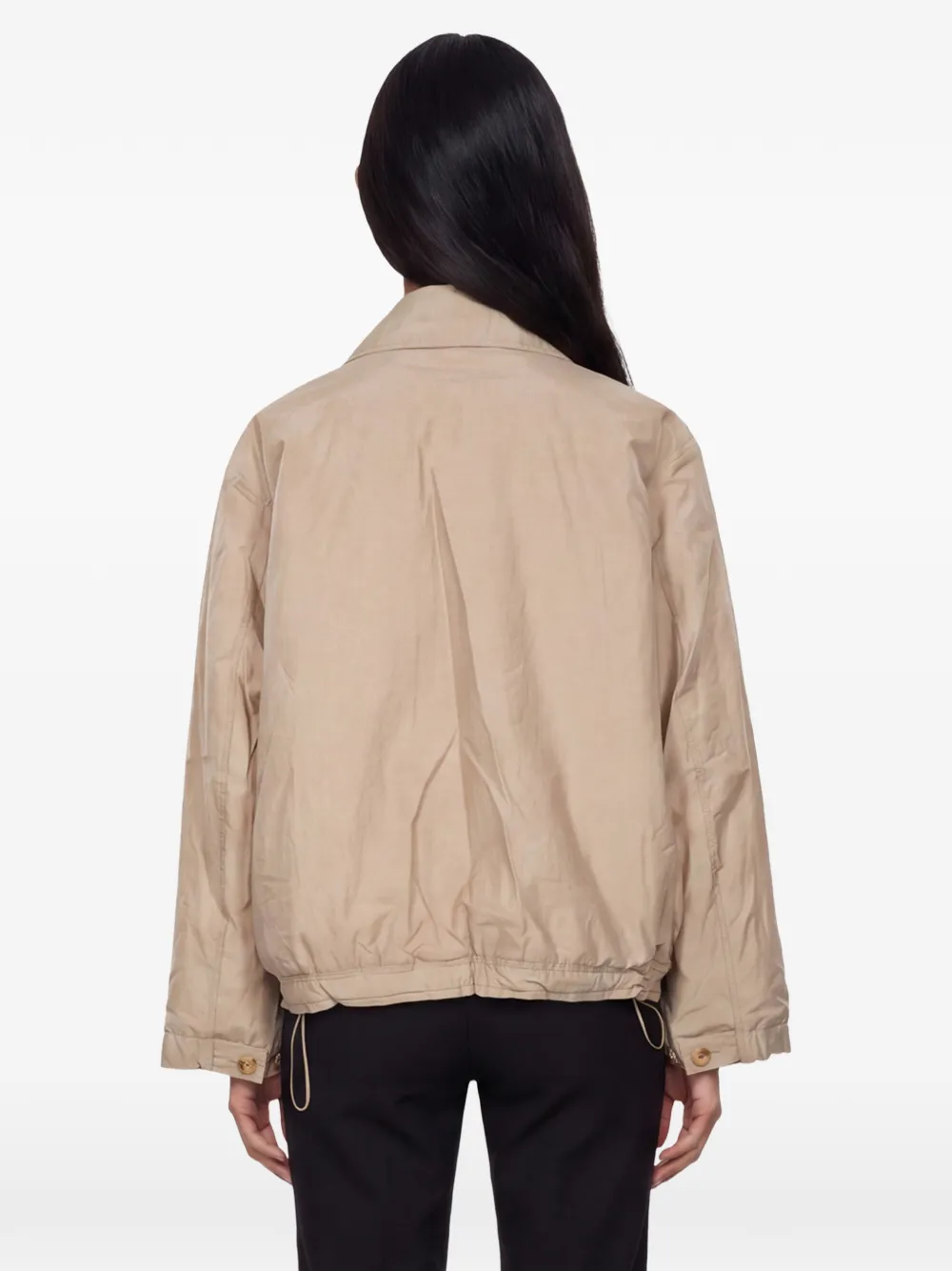 Magda Butrym scarf-detail zip-up jacket Beige
