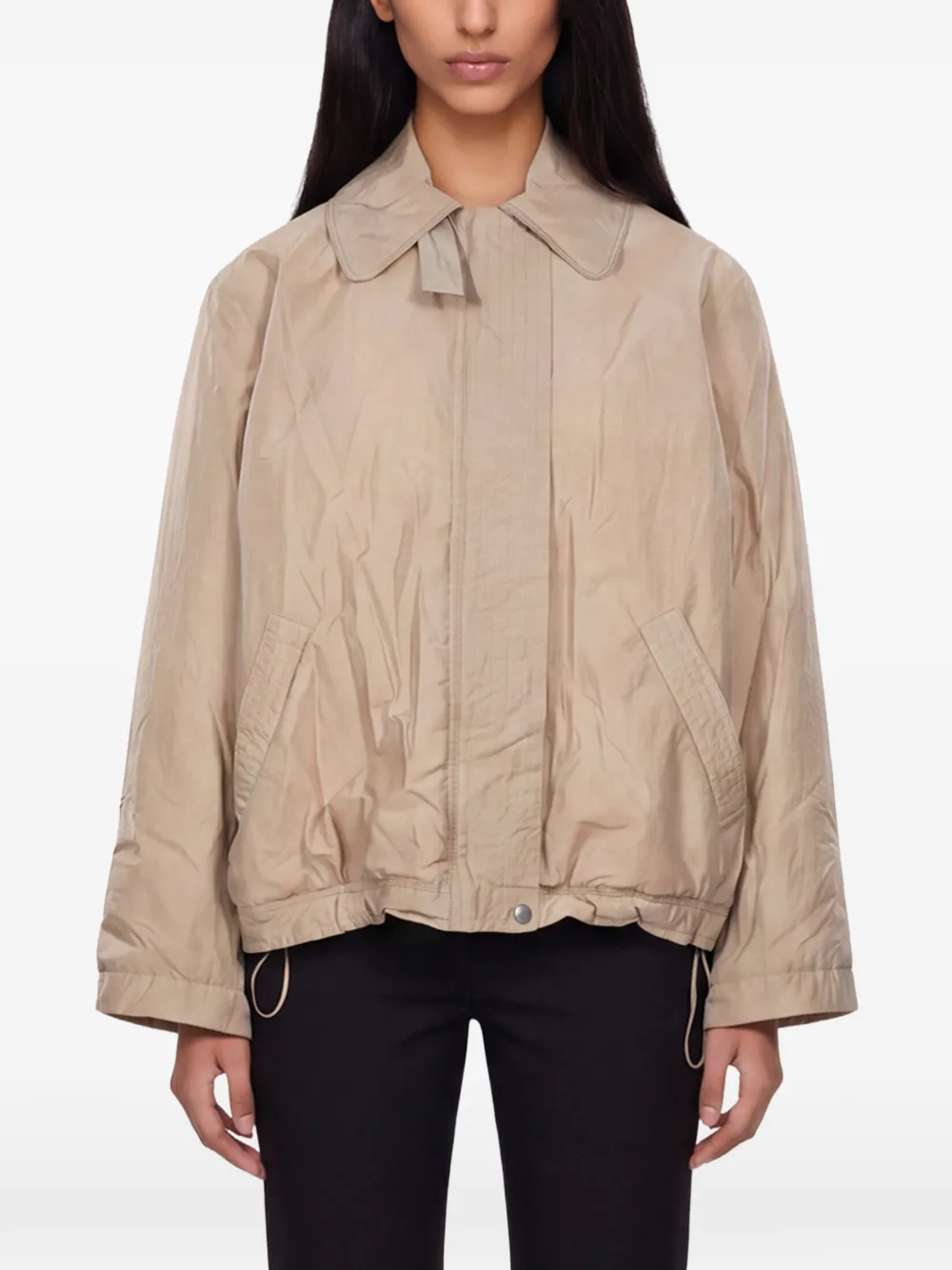 Magda Butrym scarf-detail zip-up jacket Beige
