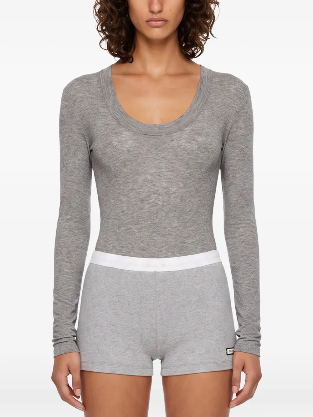 ENTIRE STUDIOS scoop-neck long-sleeve bodysuit Grijs