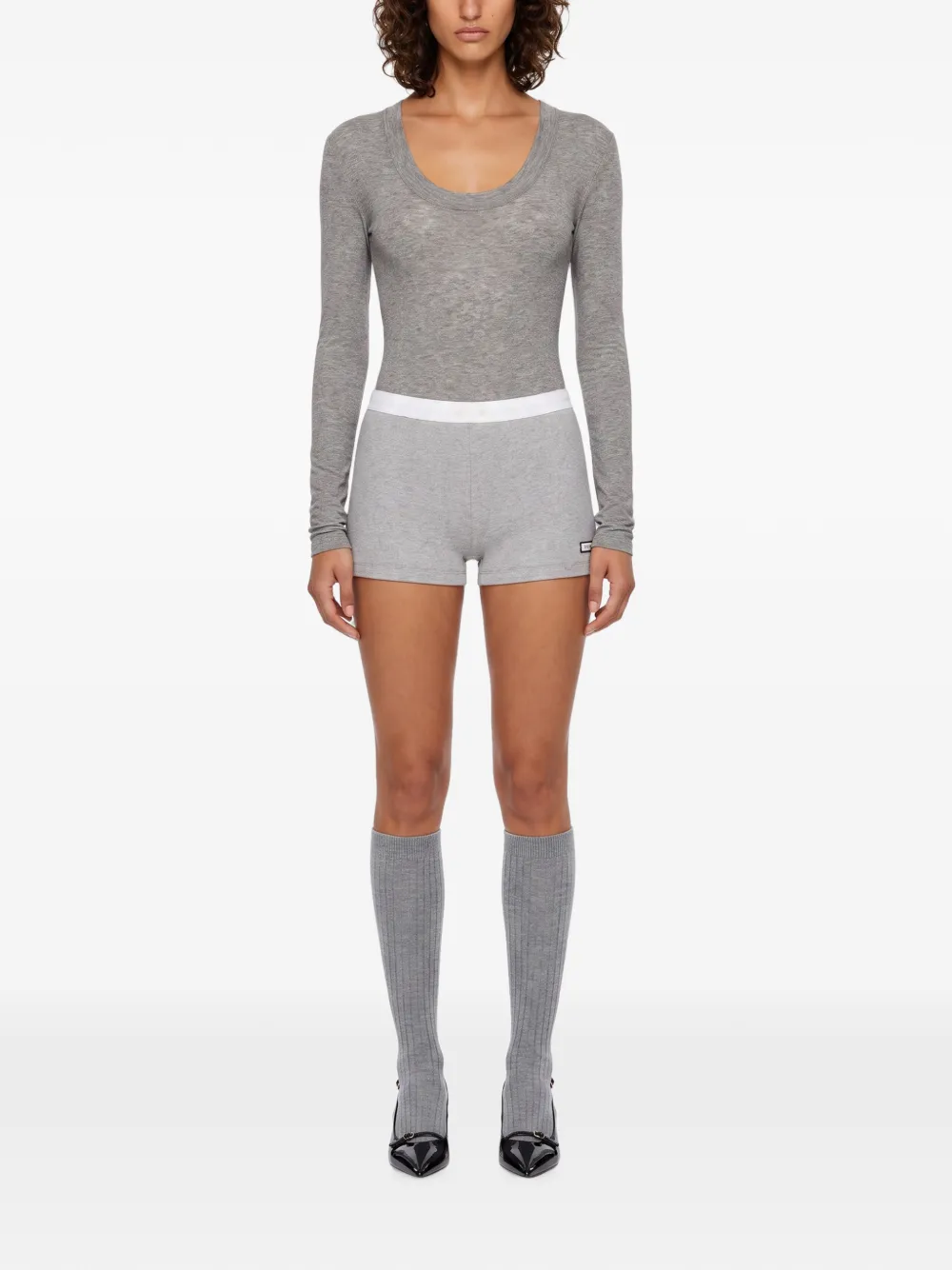 ENTIRE STUDIOS scoop-neck long-sleeve bodysuit Grijs
