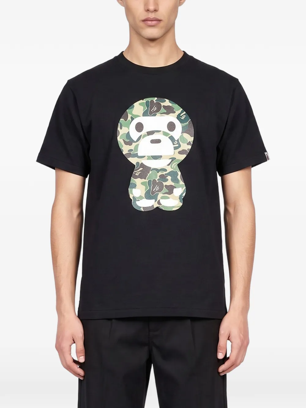 A BATHING APE Baby Milo camo-print T-shirt Zwart