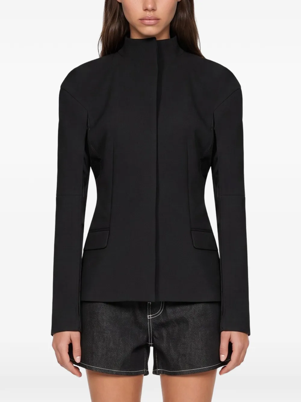 ENTIRE STUDIOS high-neck panelled-design blazer Zwart