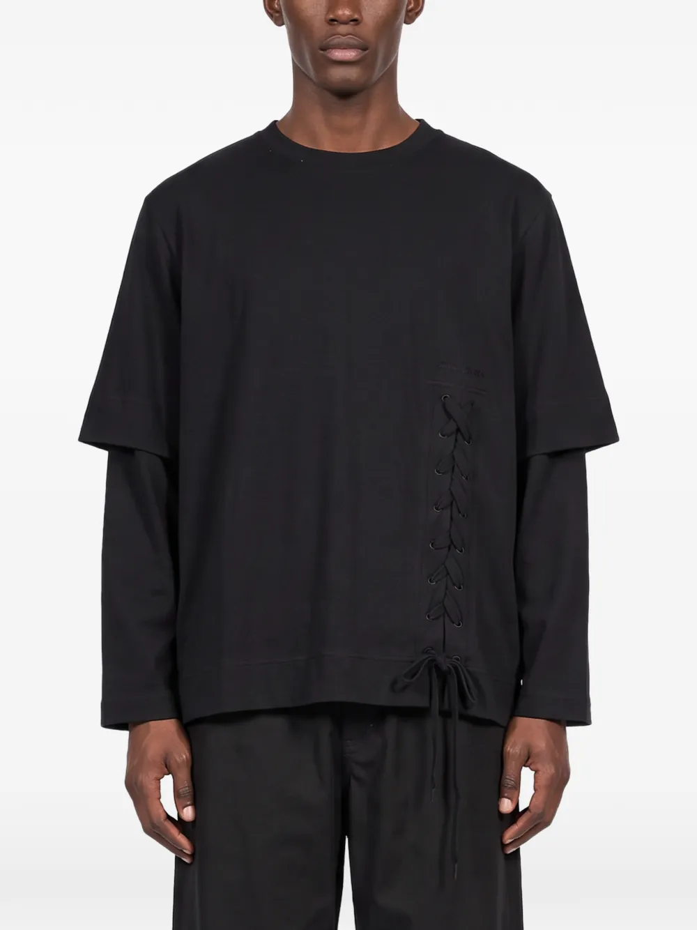 Simone Rocha Gelaagd T-shirt met veters Zwart
