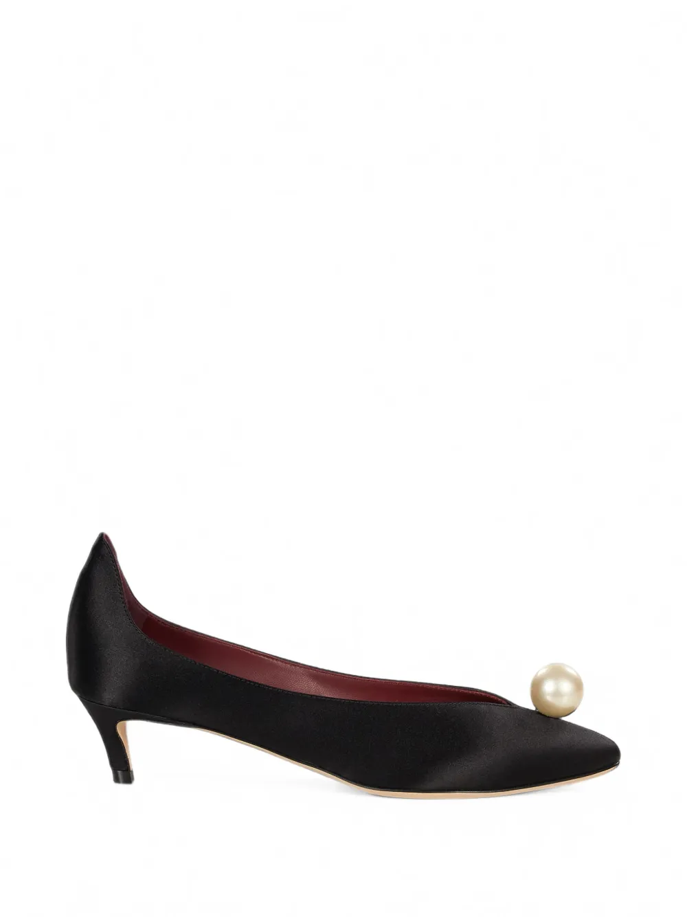 Magda Butrym faux-pearl embellished satin pumps - Nero