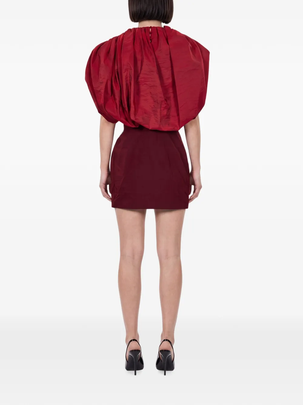 Magda Butrym Gesmockte mini-jurk met ballonmouwen Rood