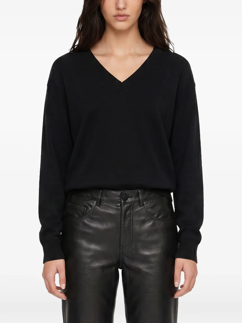 Lanvin bow-detail V-neck sweater Zwart