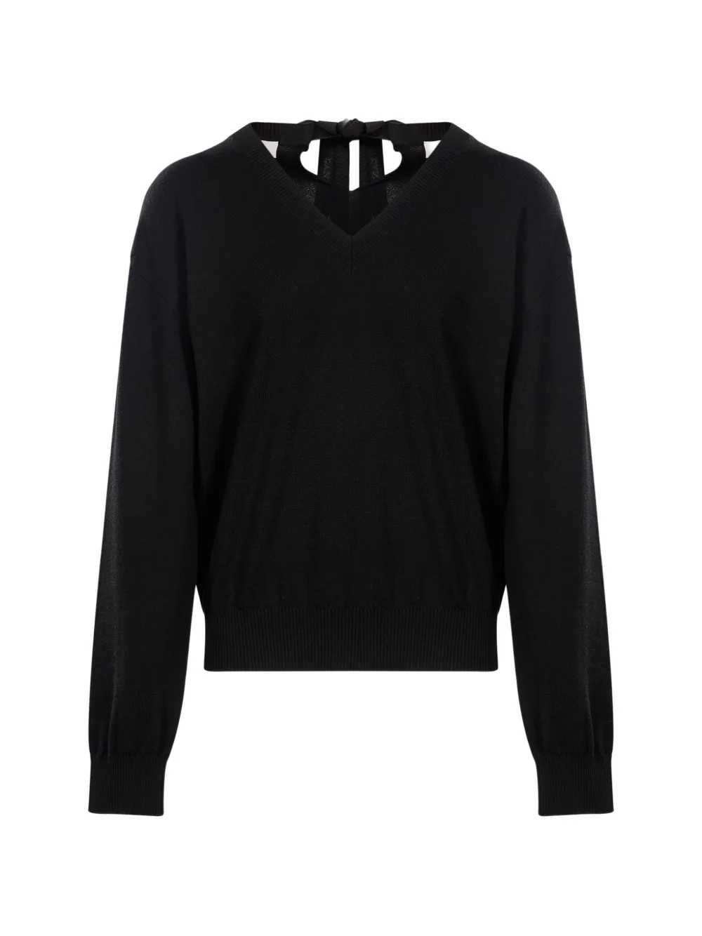 Lanvin bow-detail V-neck sweater - Schwarz