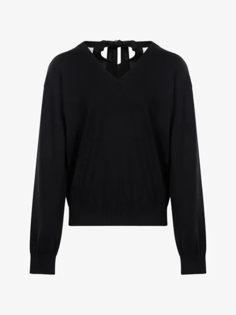 Lanvin jersey con detalle de lazo y cuello en V
