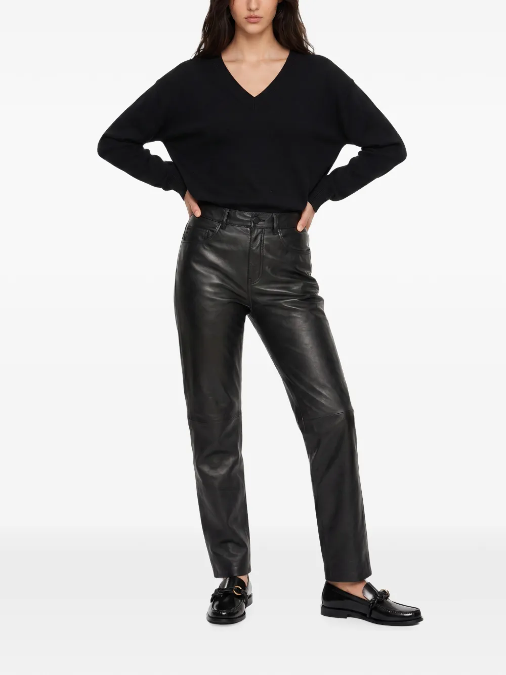 Lanvin bow-detail V-neck sweater Zwart
