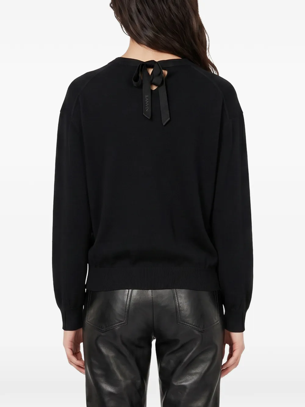 Lanvin bow-detail V-neck sweater Zwart