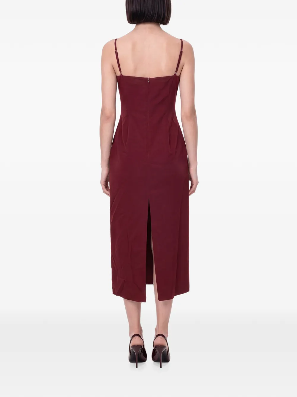 Magda Butrym Midi-jurk met bloemen-patch en ruches Rood