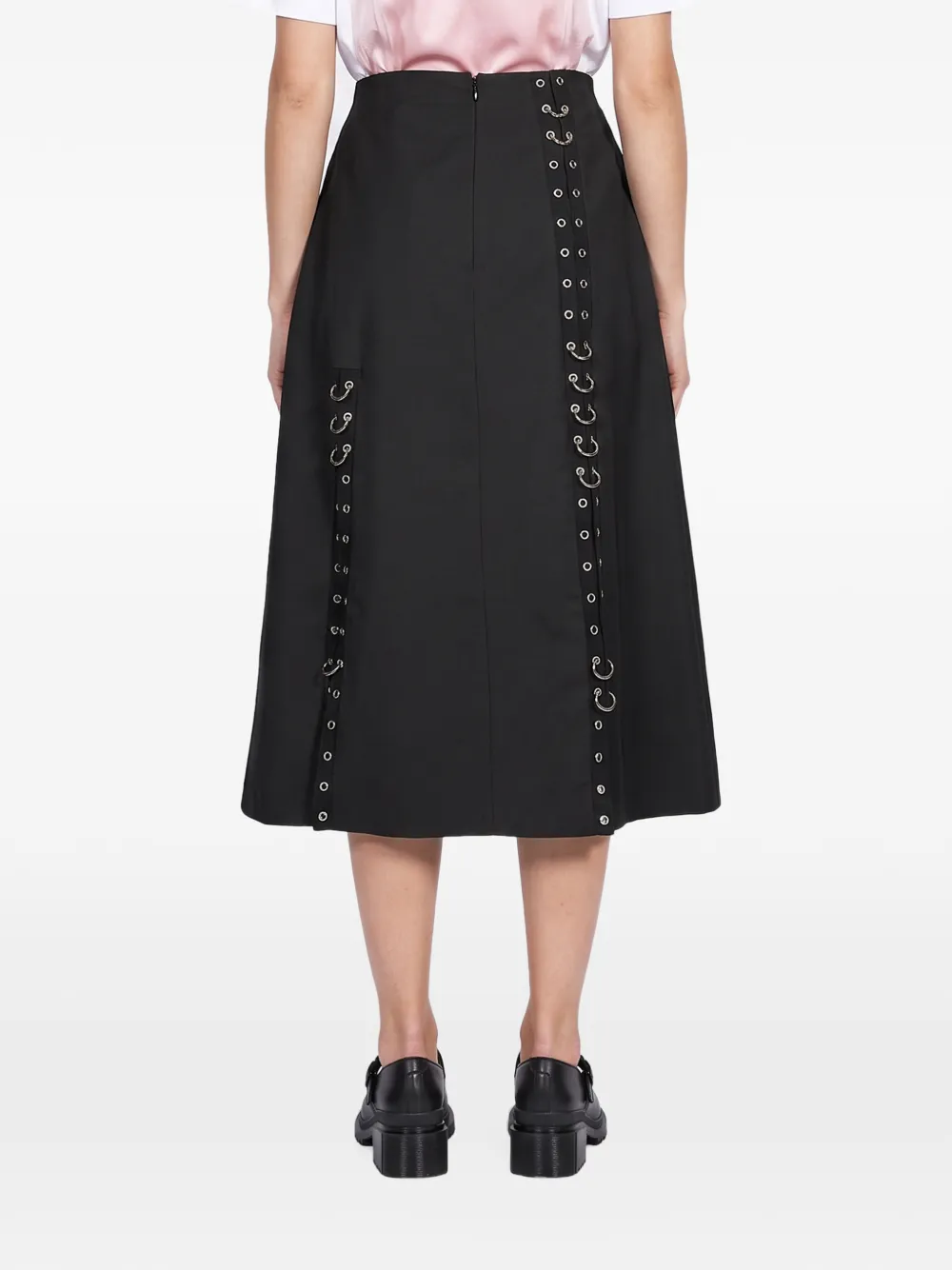 Simone Rocha eyelet-embellished hoop-detail midi skirt Zwart