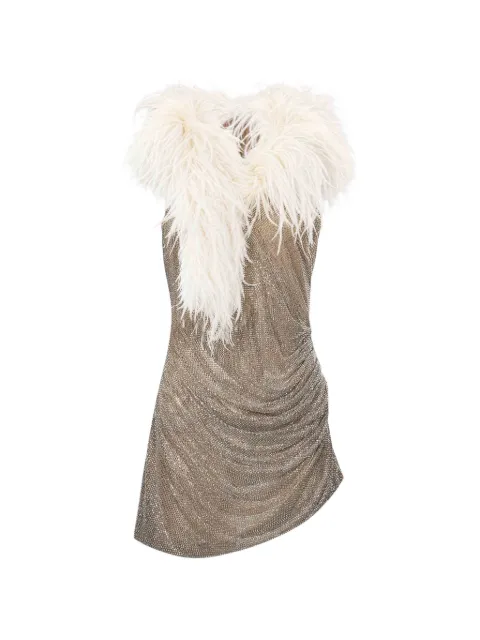 Giuseppe Di Morabito vestido corto con ribete de plumas