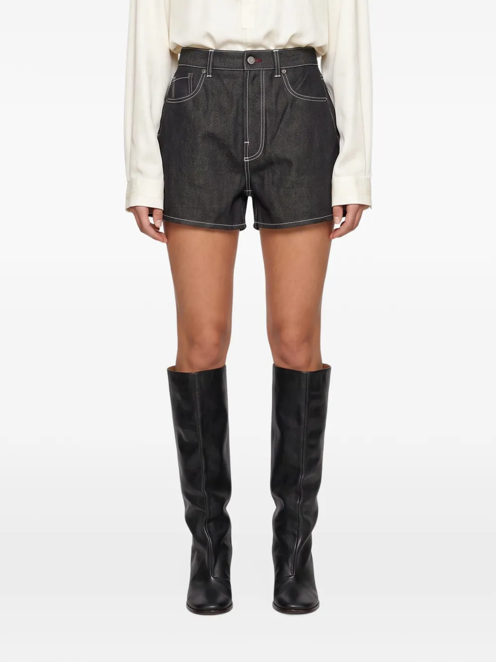 ENTIRE STUDIOS contrast-stitch mini shorts Zwart