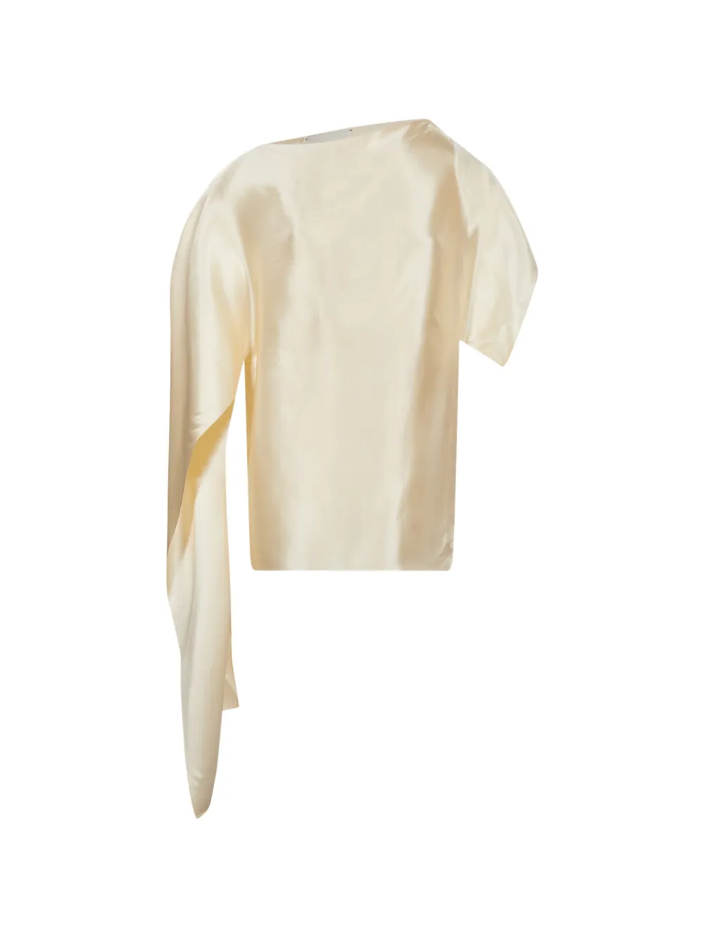 Magda Butrym asymmetric draped-sleeve blouse - Toni neutri