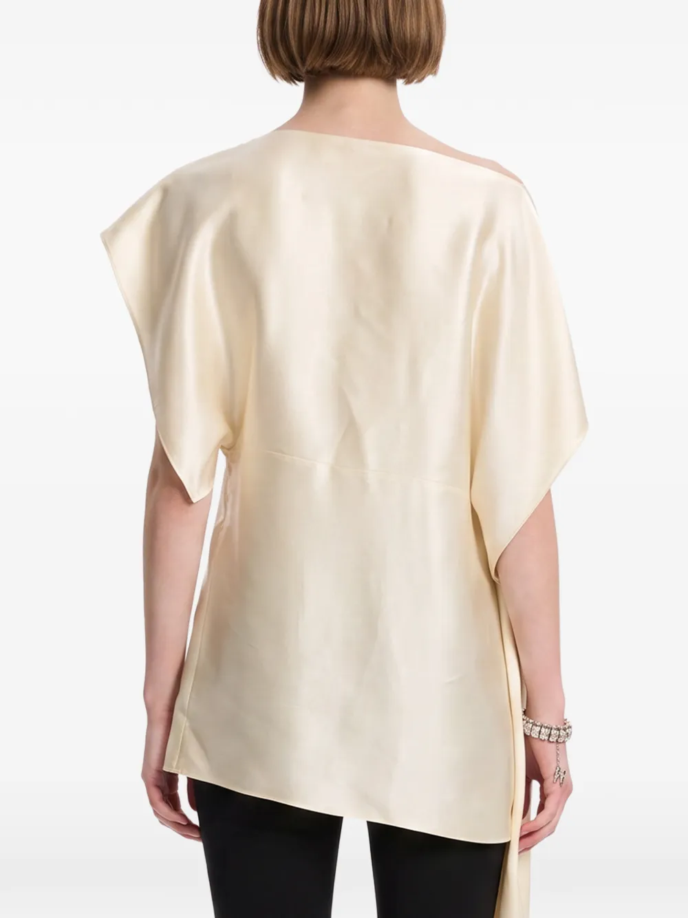 Magda Butrym Asymmetrische blouse met gedrapeerde mouwen Beige