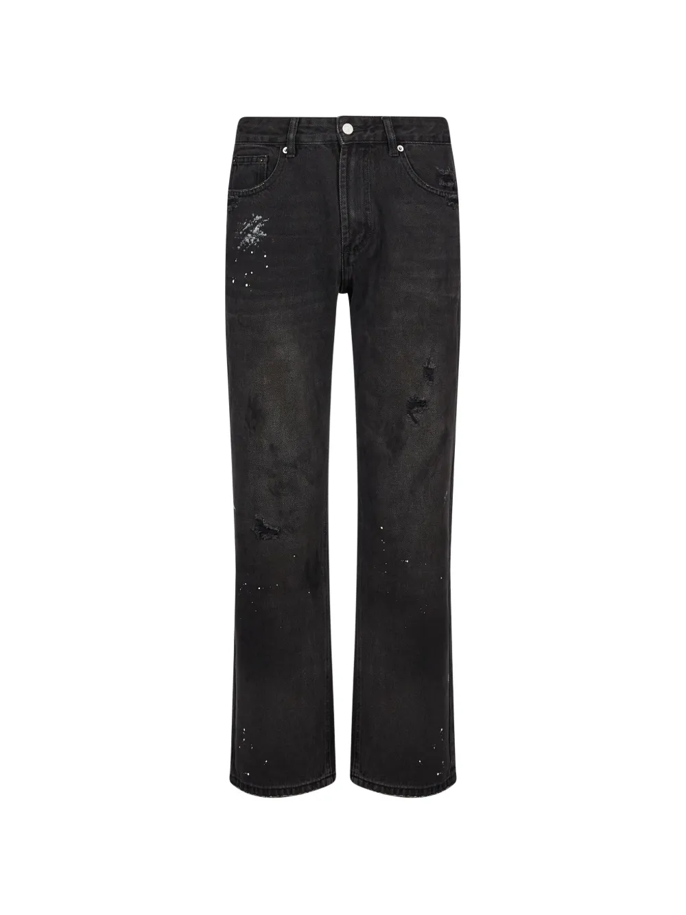 FOUND distressed paint-splatter jeans - Nero