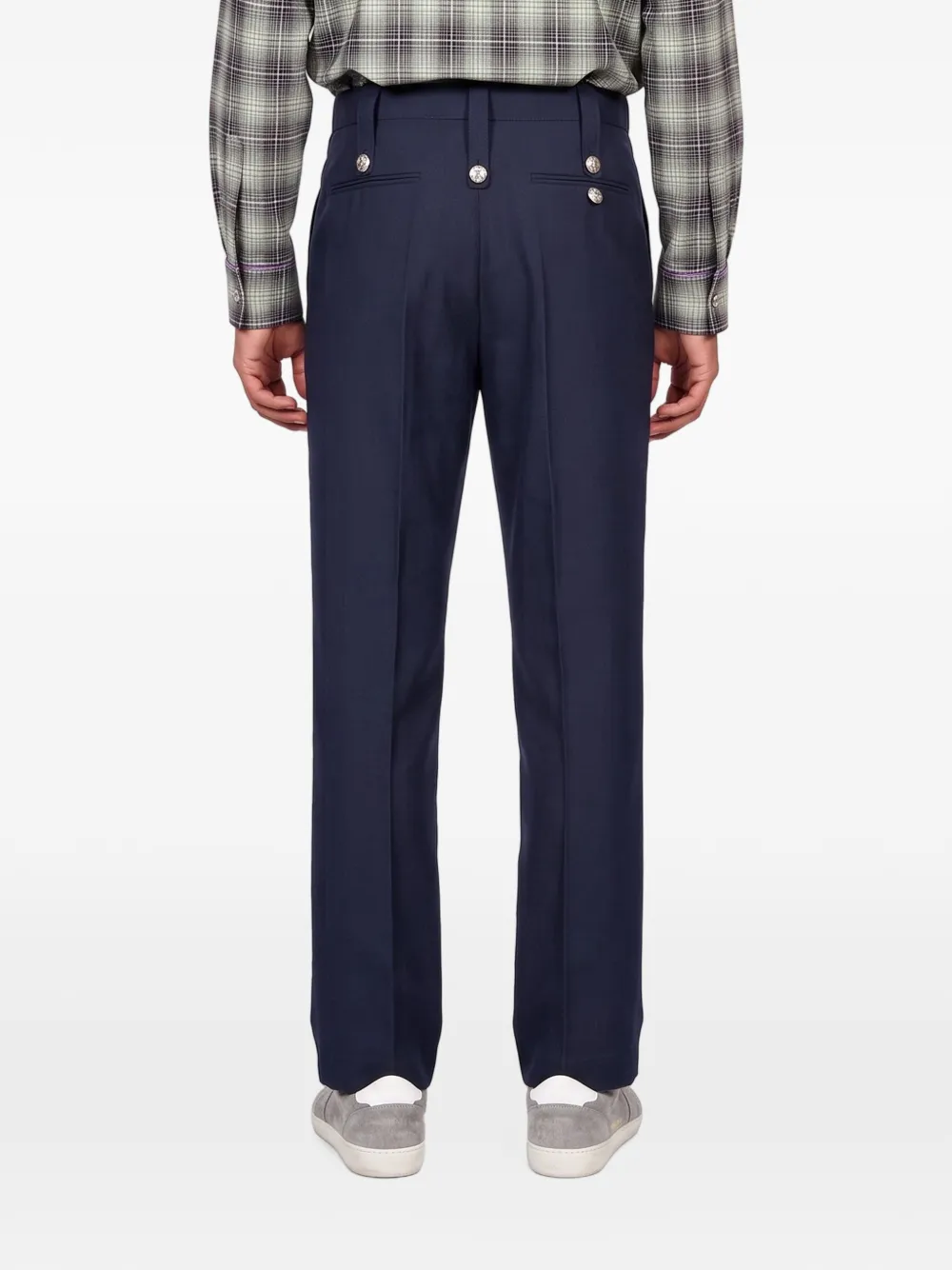 Marni button-detail pleated trousers Blauw