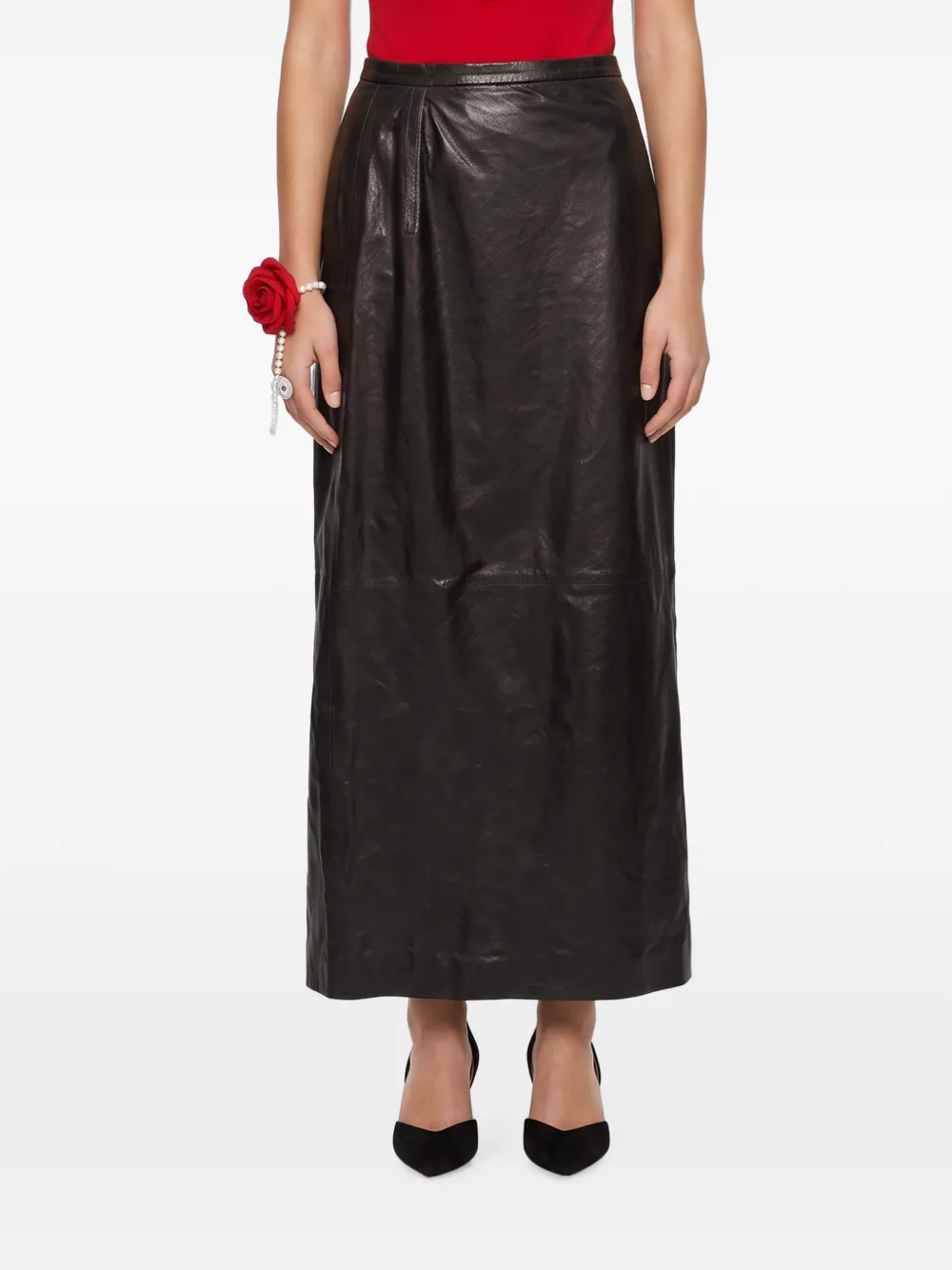 Magda Butrym Maxi-rok van imitatieleer Zwart