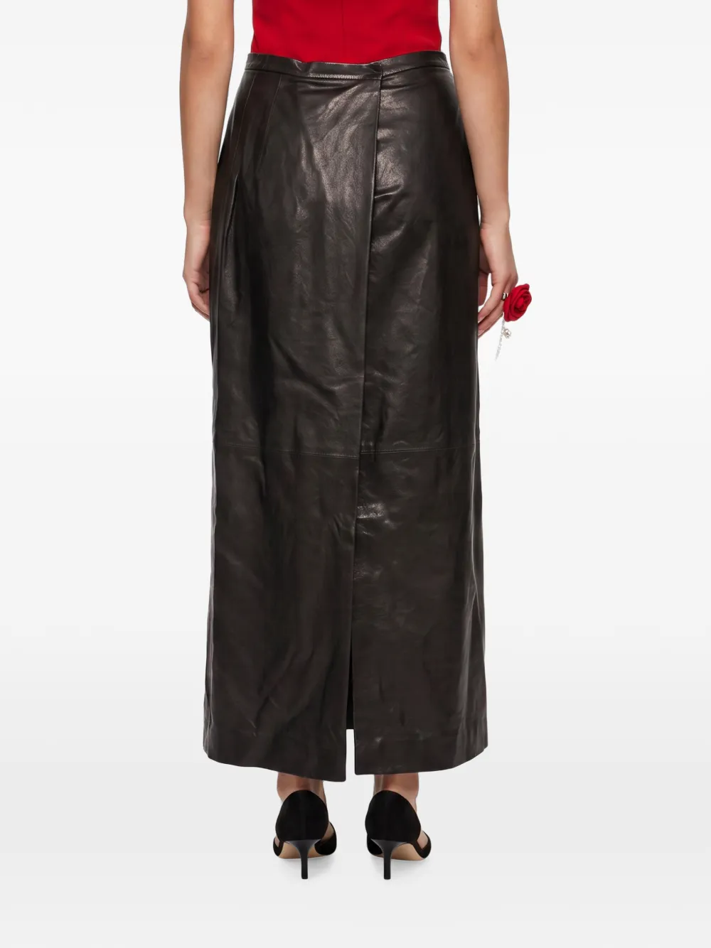 Magda Butrym Maxi-rok van imitatieleer Zwart