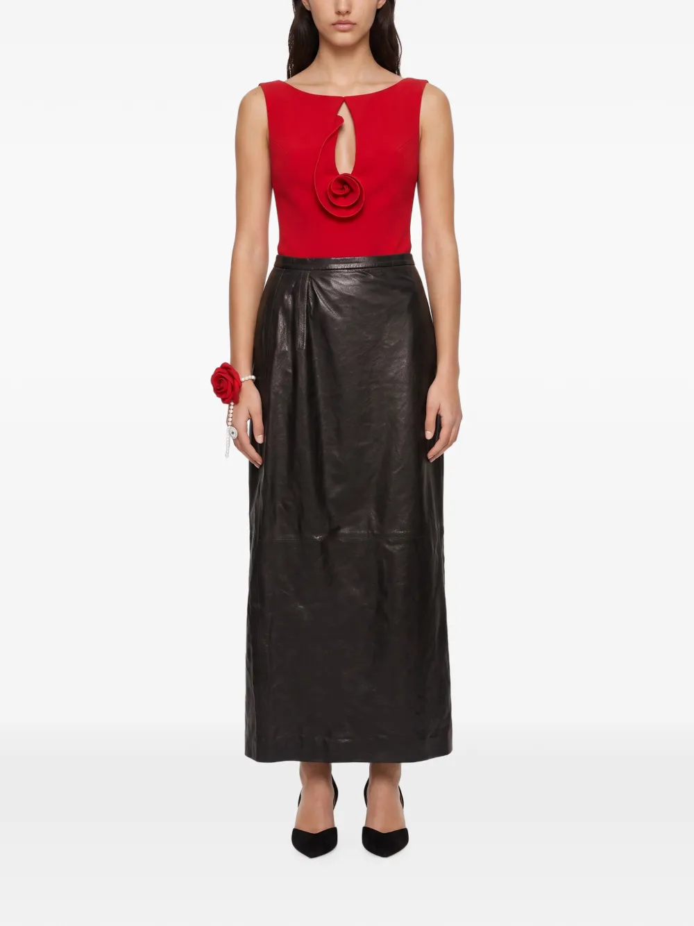 Magda Butrym Maxi-rok van imitatieleer Zwart