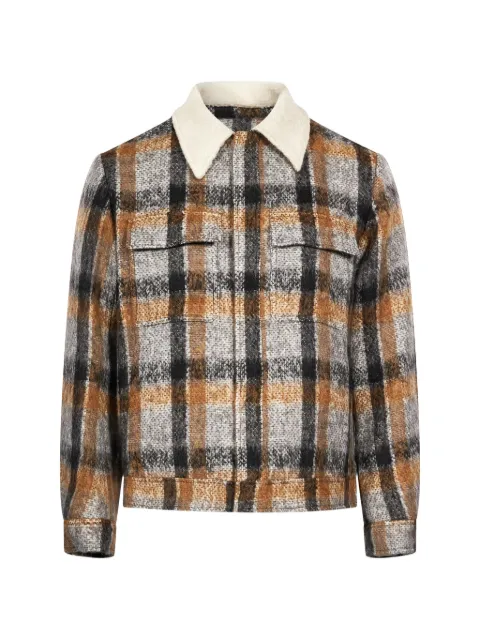 SIMKHAI  Ford check-pattern fleece-collar jacket