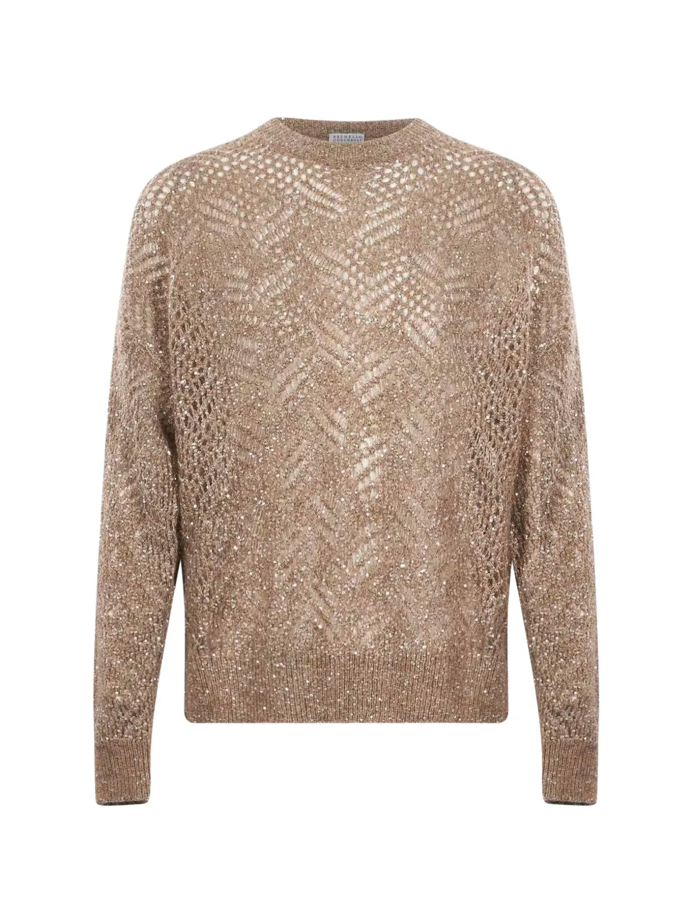 Brunello Cucinelli sequin-embellished open-knit sweater - Toni neutri