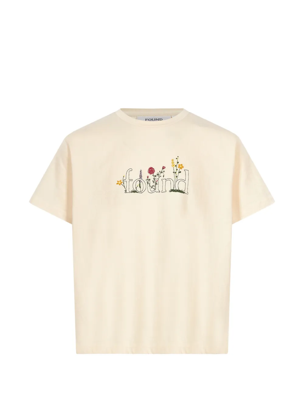 Found Floral-embroidered Logo-print T-shirt In White